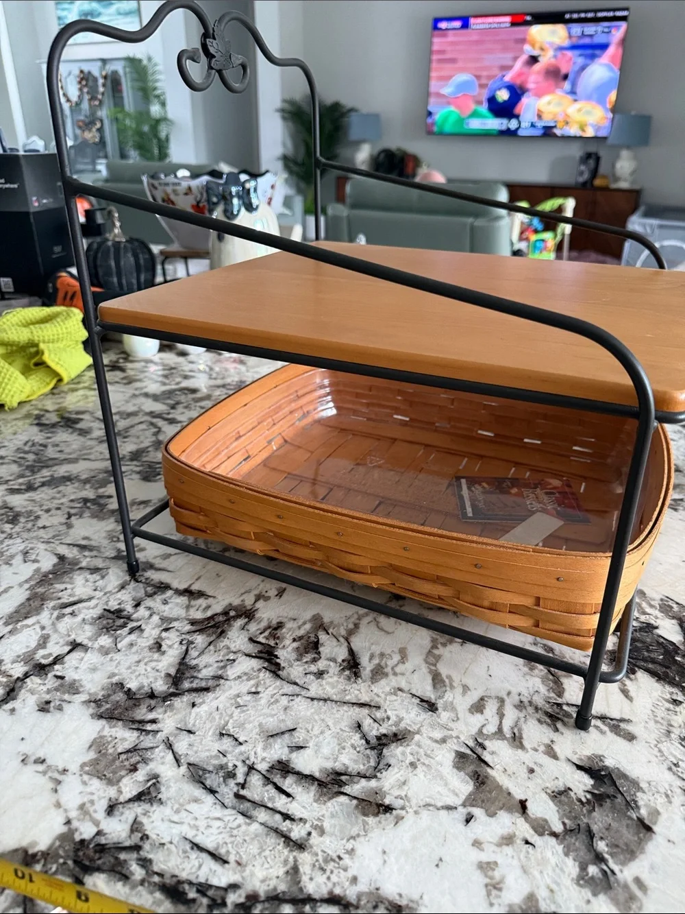 Longaberger wright iron desk stand with shelf and basket!